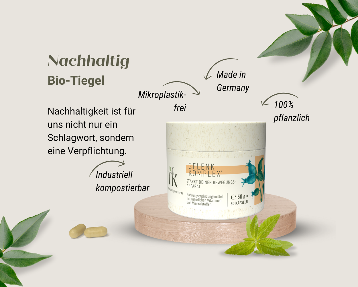 Im nachhaltigen Bio-Tiegel verpackt und kompostierbar